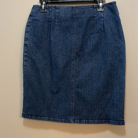 Denim Mini Petite Skirt Talbots Blue Jean Fitted Skirt Women’s 12p - Picture 3 of 11